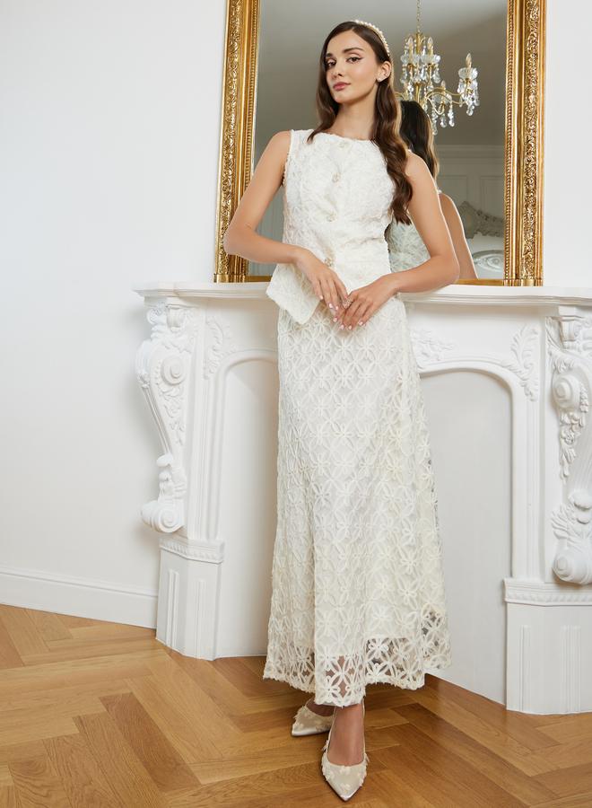 Styli Women Cream Sleeveless Floral Waistcoat - Image 1